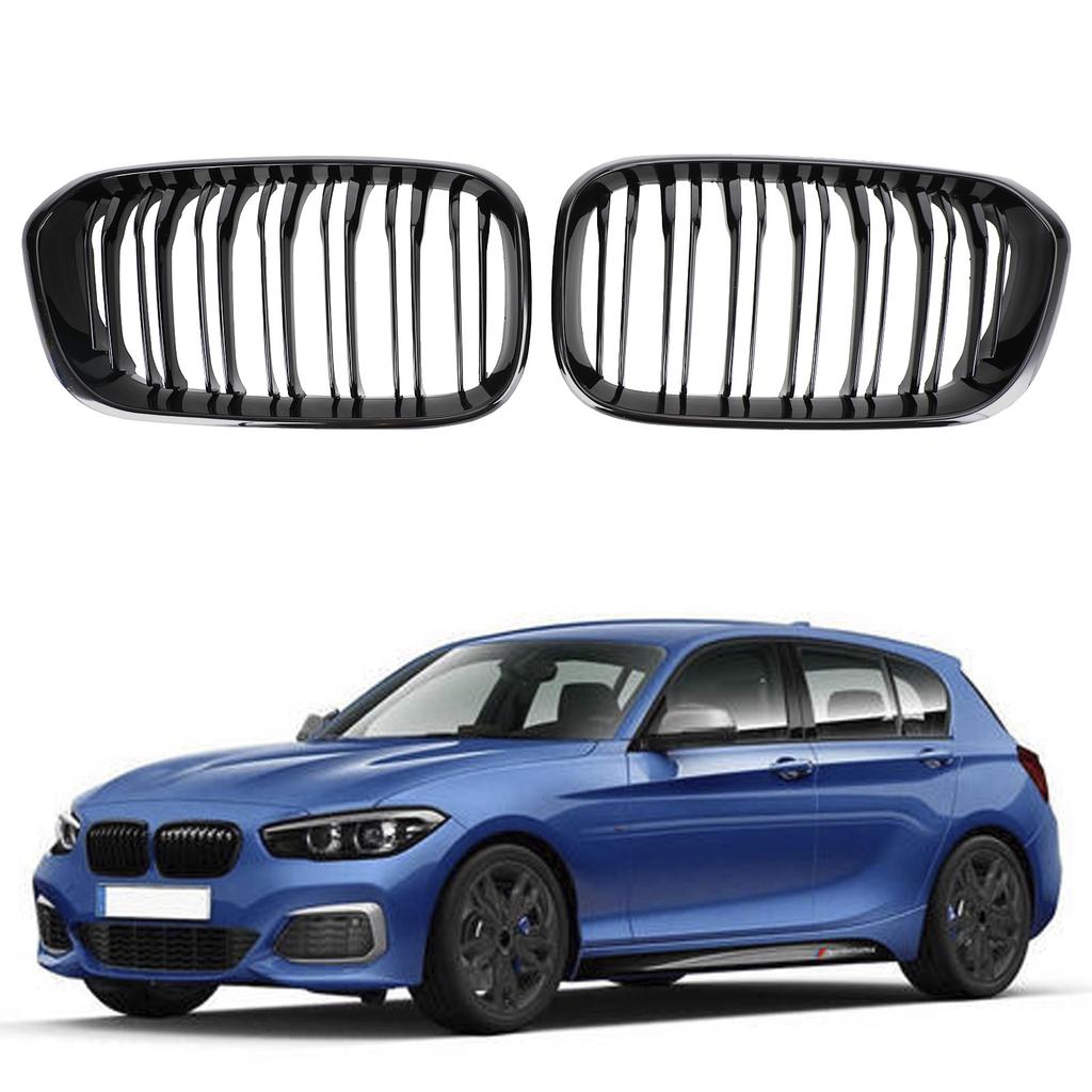 Front Kidney Grill Grille Fit BMW 1 Series F20 F21 2015-2017 Gloss Black Double
