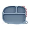 Cartoon dinosaur plate Children's complementary food Silicone plate bowl Fork spoon bib Anti-drop plate set