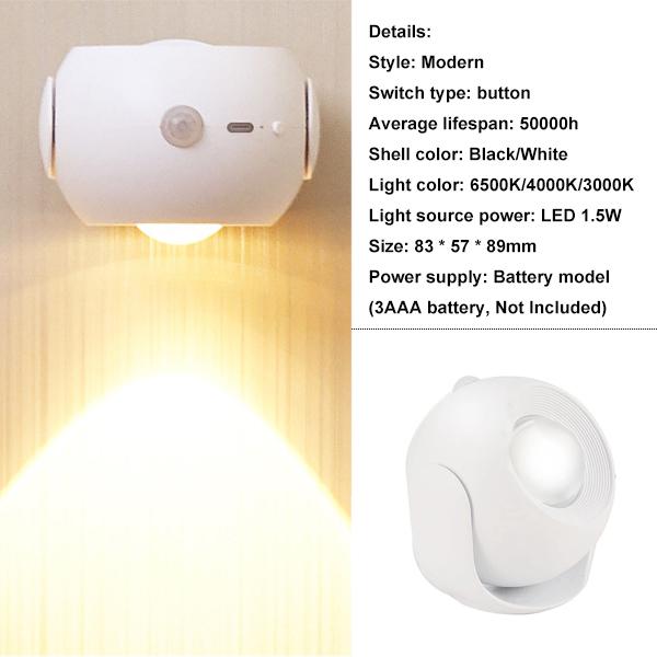 17 Models Remote Control Wall Light Touch Night Light 360 Degree Rotation Bedroom Bedside Light RGB Color Change Dimmable