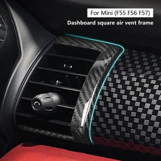 2pcs Carbon Fiber Dashboard Center Air Vent Cover For BMW Mini Cooper F55 F56