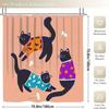 Black Cat Decorative Shower Curtain Bathroom Set - Machine Washable, With 12 Hooks, Including Toilet Seat Cover And Bathtub Mat