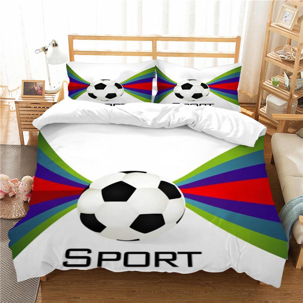 Gultasveļas komplekts Futbols Apdrukāta Sadzīves gultas veļa Queen King pilna izmēra divguļamās gultas segas pārvalks un spilvendrāna mājsaimniecības gultas veļa