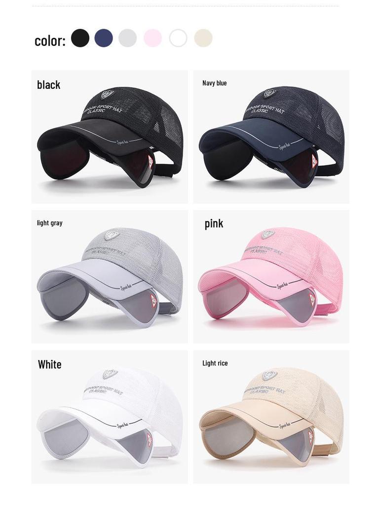 Unisex Summer Mesh Cap with Extended Telescopic Brim for Outdoor Sun Protection