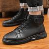 Autumn Cheap Mens Black Boots Trendy Comfortable Casual Leather Boots Men High-top Lace-up  Work Boots For Men Botas Para Hombre