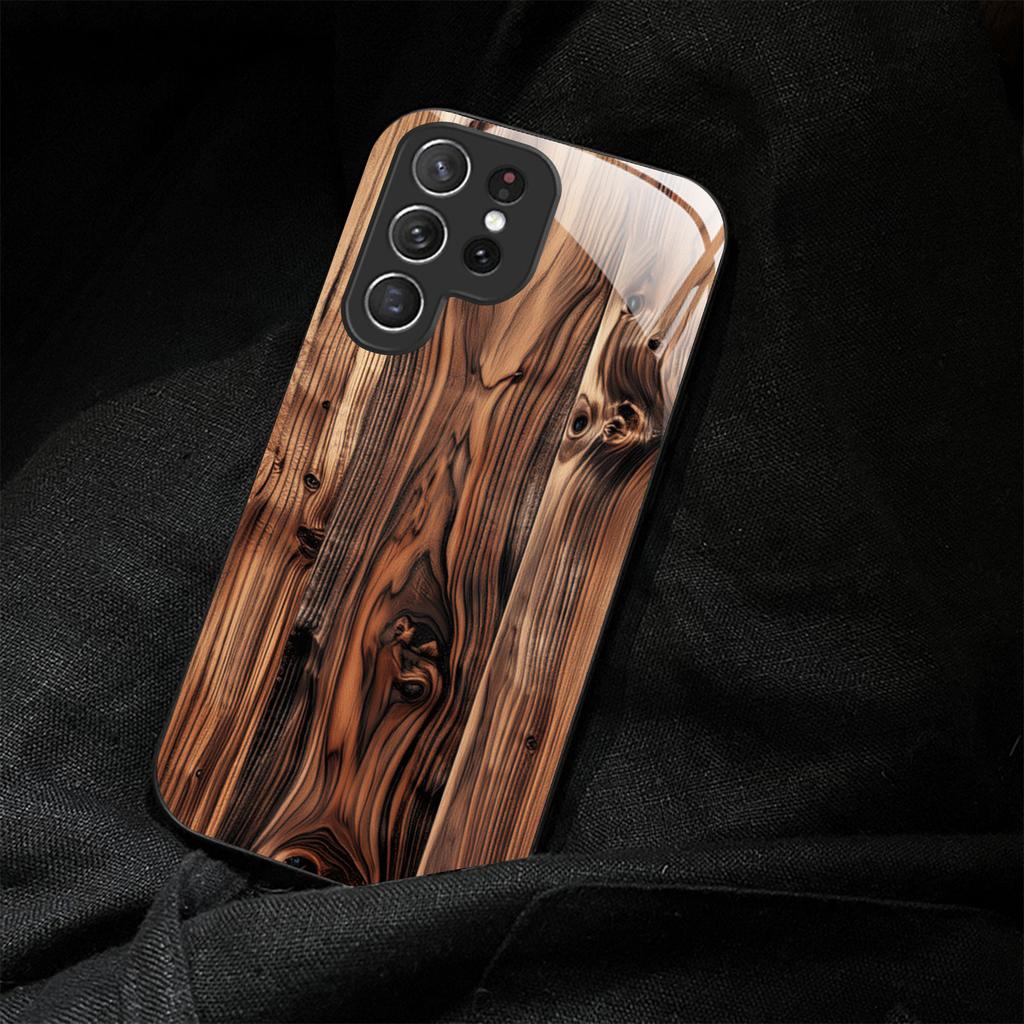 Wood Grain Gorgeous Exquisite Luxury High-end PhoneCase Glass PhoneCase for Samsung Galaxy S26 S25 S24 S23 S22 S21 FE Ultra Plus