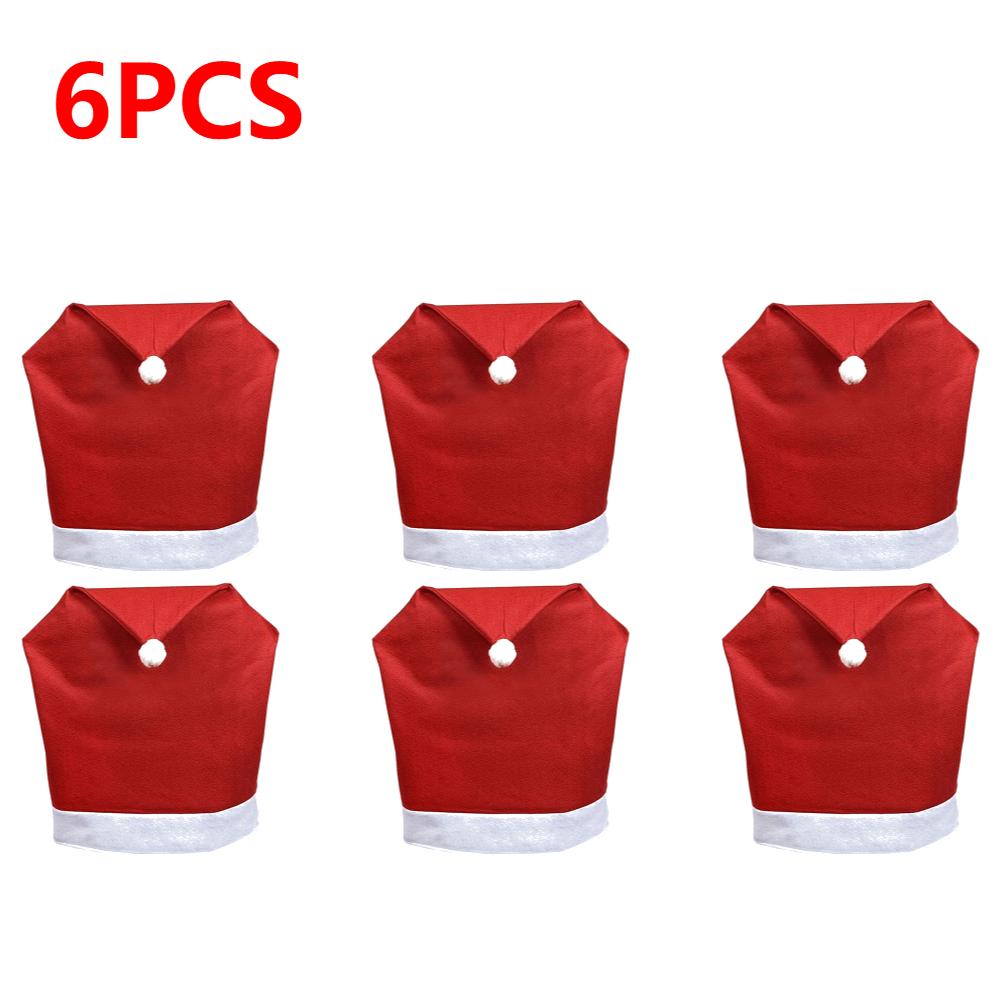 15-1PC Christmas Decorations Xmas Santa Claus Red Hat Chair Back Cover Non-woven Christmas Chair Cover Holiday Party Supplies