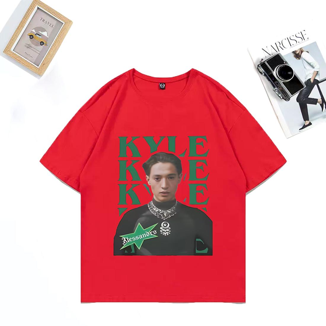 Arrival Kyle Alessandro print T shirts Unisex WOMENs Hot Lighter Eurovision Hip Hop Tops Cotton Short Sleeve Oversized streetwear S