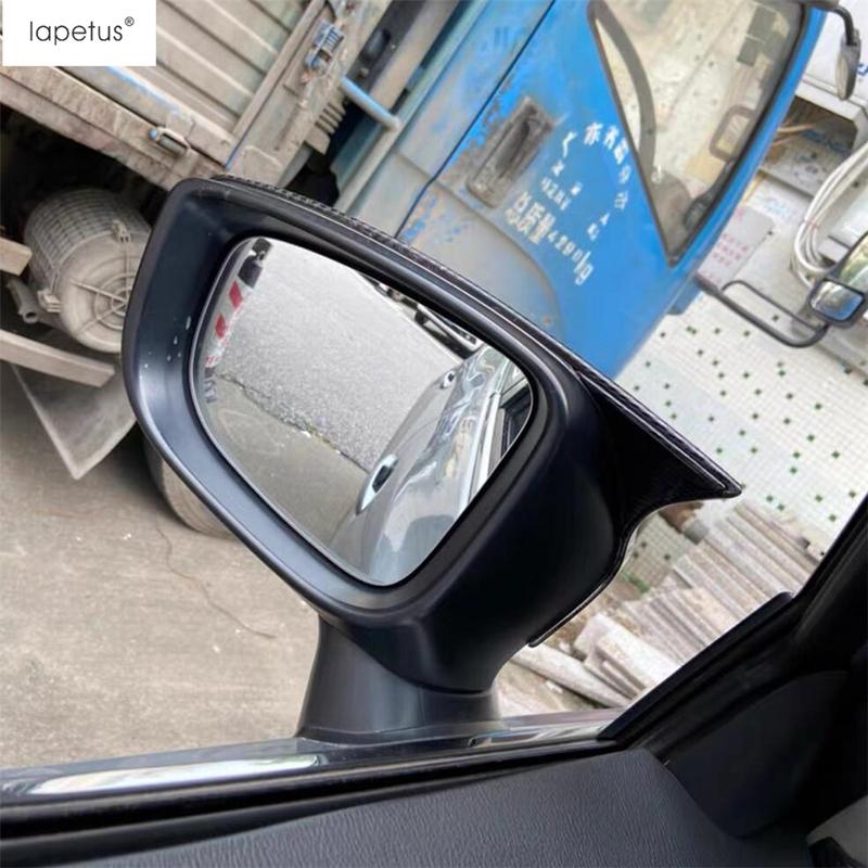 2 Stück Auto-Rückspiegelkappe Schale Schutzabdeckung Verkleidung Für Mazda 3 2017 2018 Schwarz / Karbonfaser-Stil Außenzubehör