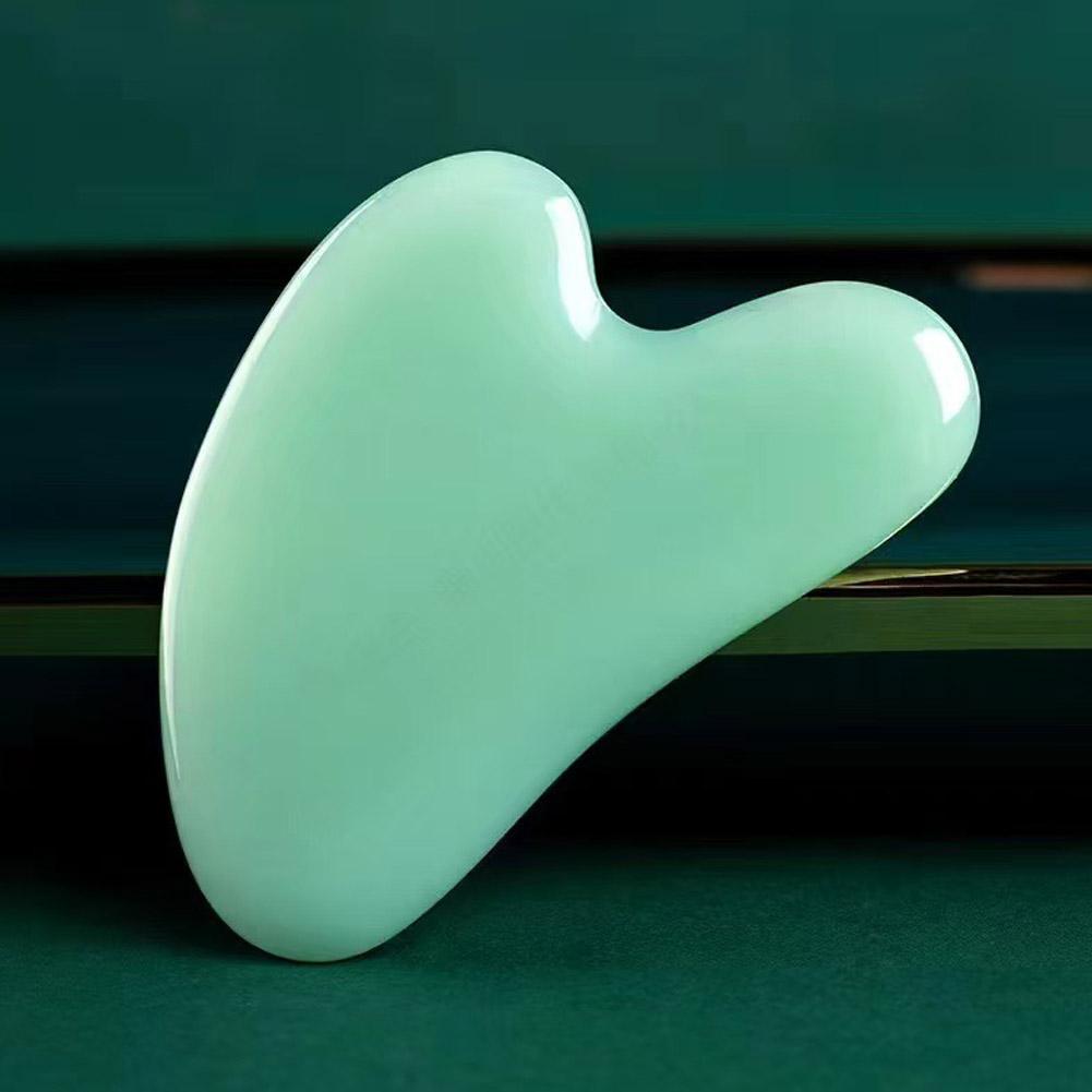 Natural Jade Scraping Board Face & Body Gua Sha Massage Brush Heart Shaped Massager Scrapers Tools For Face Neck Back Body