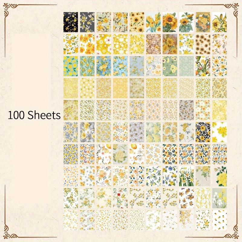 100 pcs Vintage Flowers pattern material paper DIY Decoration Scrapbook background paper for Junk Journal craft paper