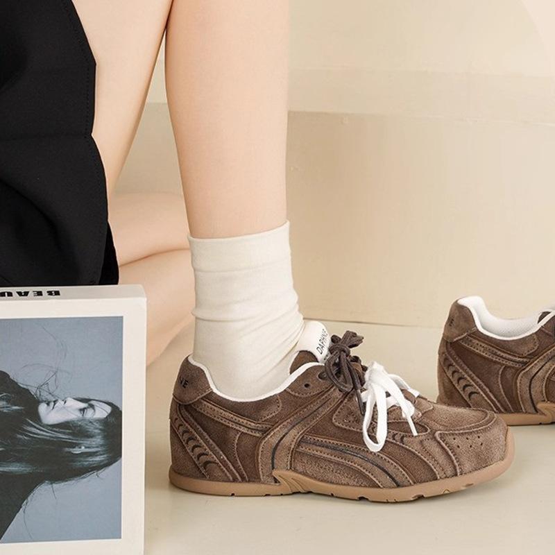 Cowhide Version Genuine Leather Women's Autumn New Wasteland Style Retro Dad Shoes Casual Versatile Sports Women's Shoes