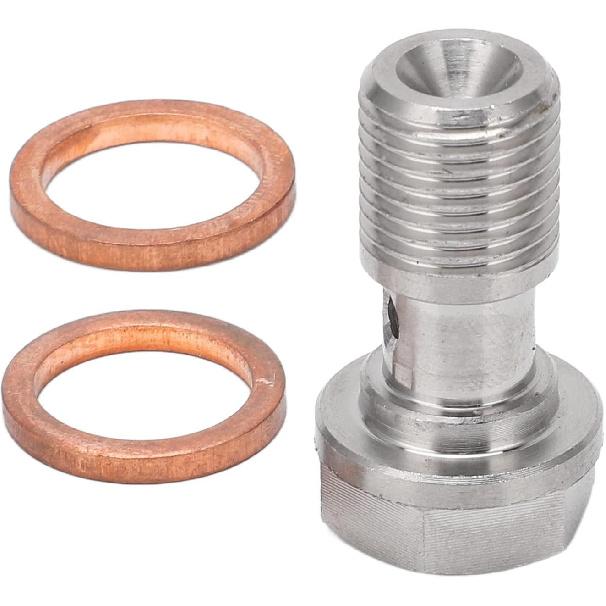 Hapivida 7/16in‑24 Banjo Bolt, Brake Banjo Bolt with 1.5mm Restrictor Stainless Steel for Brake Lines Clutch Lines Turbo Oil Feed (1) 1
