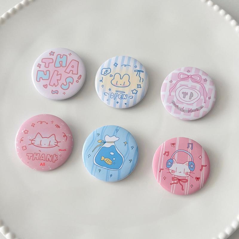 6Pcs Cute Cartoon Mini Cartoon Button Badge Kawaii Retro Girls Kids Backpack Pencil Bag Diy Decorative Brooch Pin Accessories