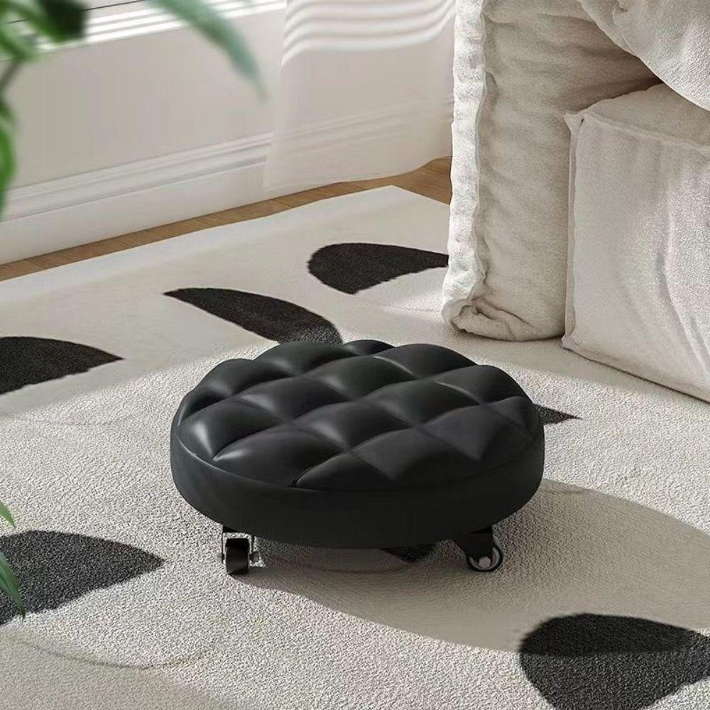 Universal Low Stool with Wheel Multicolors Swivel Wheel Stool High Quality Leather Rotating Chair