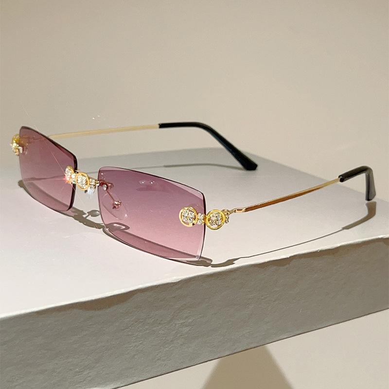 Personalized Frameless Diamond-Encrusted Small Frame Sunglasses Fashion Ins Style Men S And Women S Sunglasses