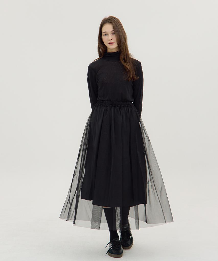 Reve Hearted Fantasia Mesh Skirt - Black