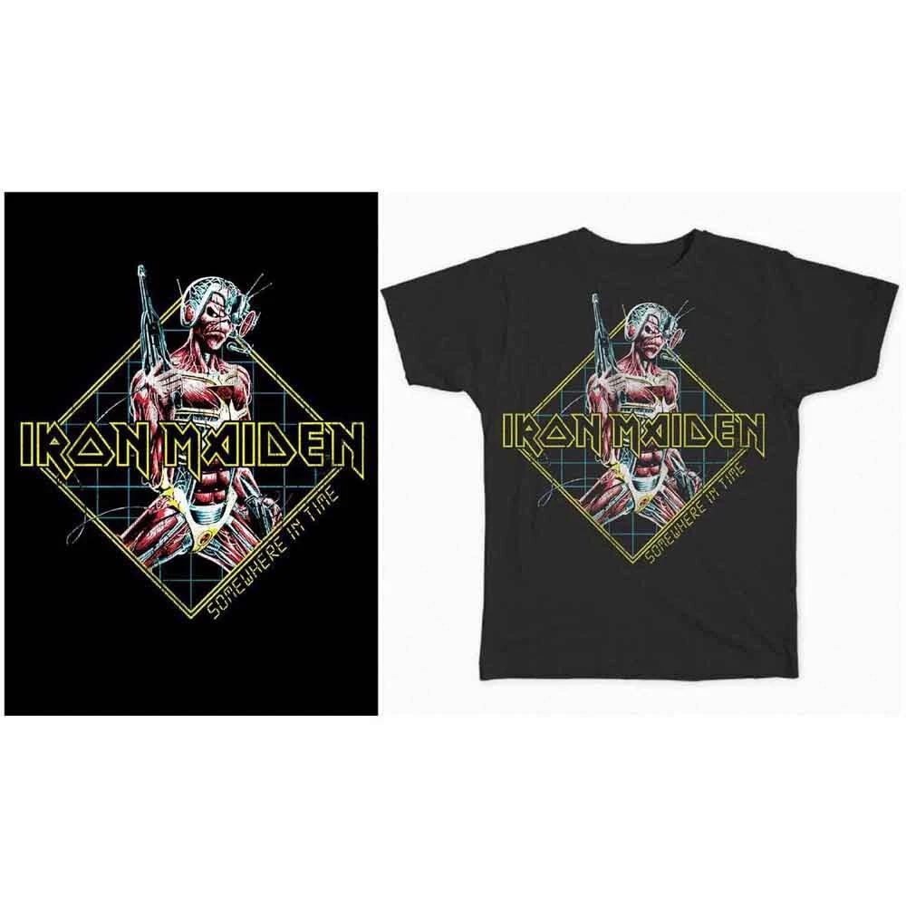 Футболка классической рок-метал-группы Iron Maiden, унисекс: Где-то во времени Футболка с бриллиантом Черная M
