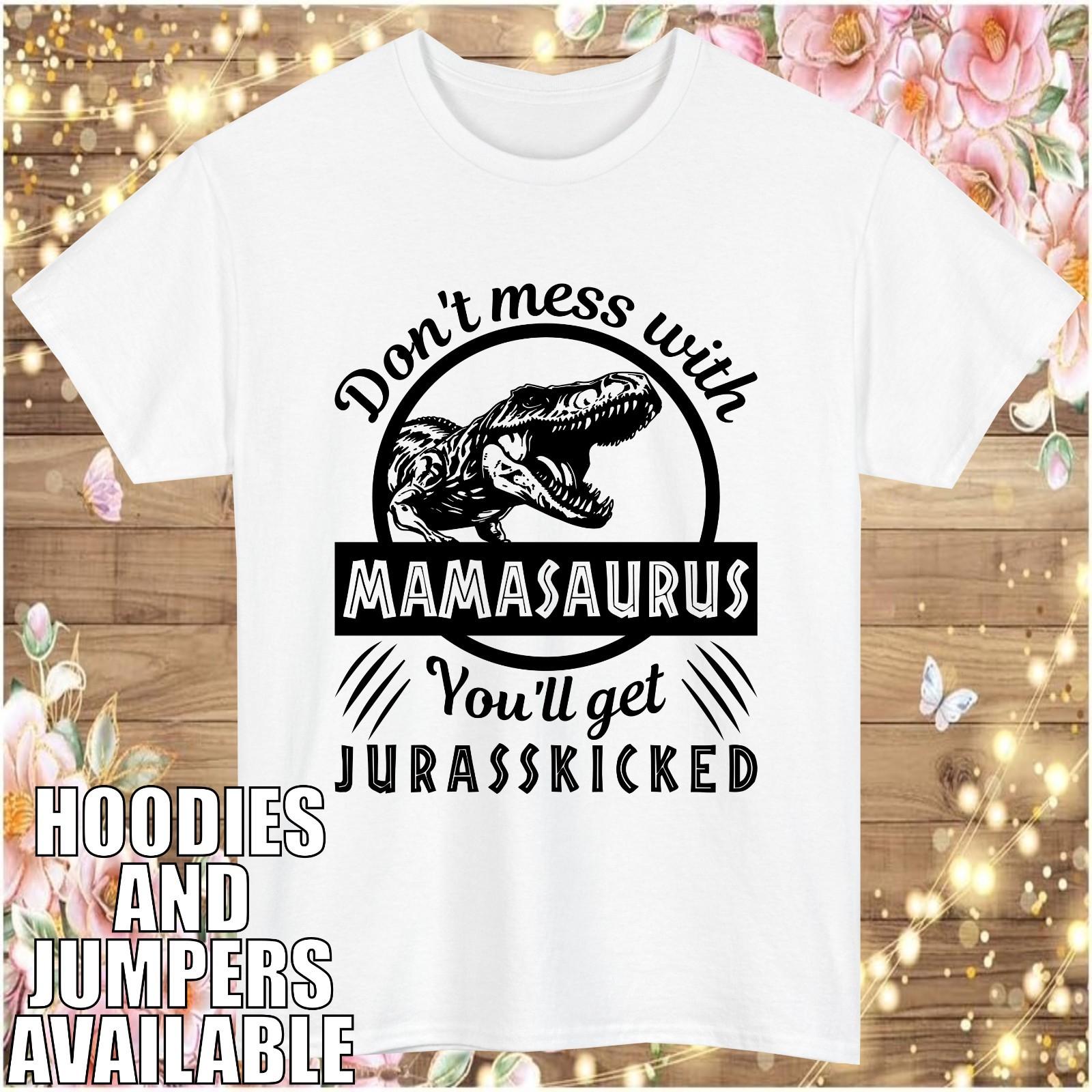 Mamasaurus Mom T-Shirt Funny Mother s Day Jurassic Pun Dino Mama Gift Tee Top S разноцветный