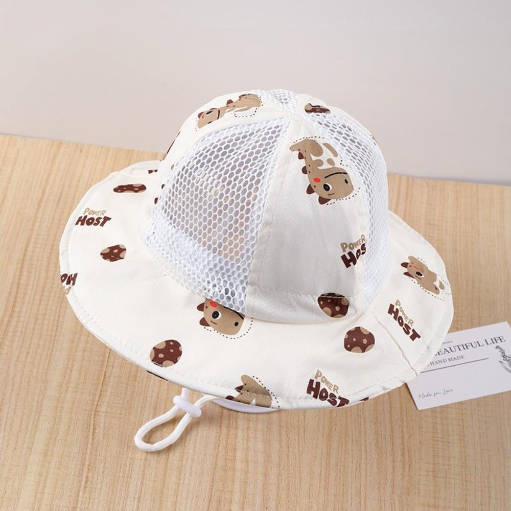 Cartoon Baby Fisherman Cap Wide Large Brim Thin Material Sun Protection Hat Breathable Adjustable Dinosaur Print Bucket Hat
