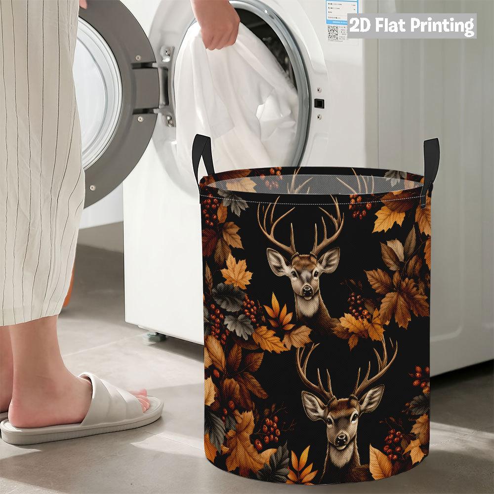 Collapsible Laundry Basket Large Round Waterproof Fabric Hamper Dirty Clothes Storage Bin Toy Organizer with Handles