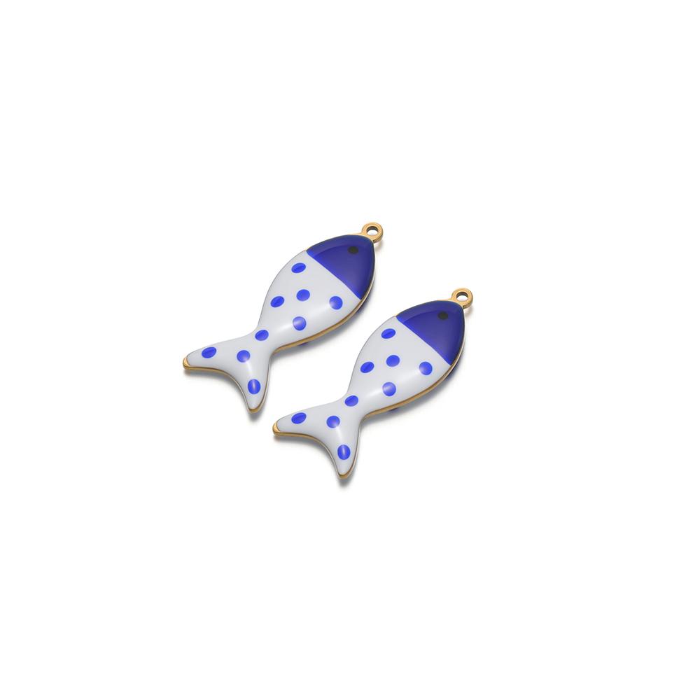 5pcs Stainless Steel Enamel Garrupa Dot Fish Cute Charms for DIY Earrings Making Jewelry Necklace Women Kids Bracelet Pendants