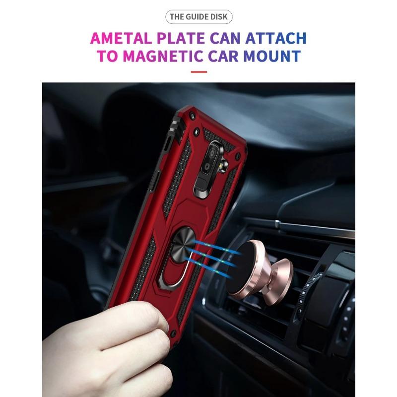 Stötsäkert Pansar Bil Magnetiskt Telefonfodral För Samsung Galaxy J8 A6 A7 A8 A9 Plus 2018 A9S Star Pro A2 Core A750 Ringhållare Fodral