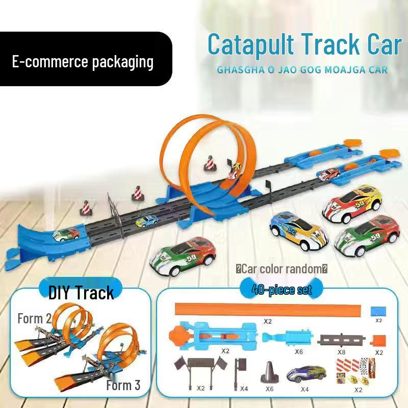 Boys' Metal Racing Toy Cars with Track Set