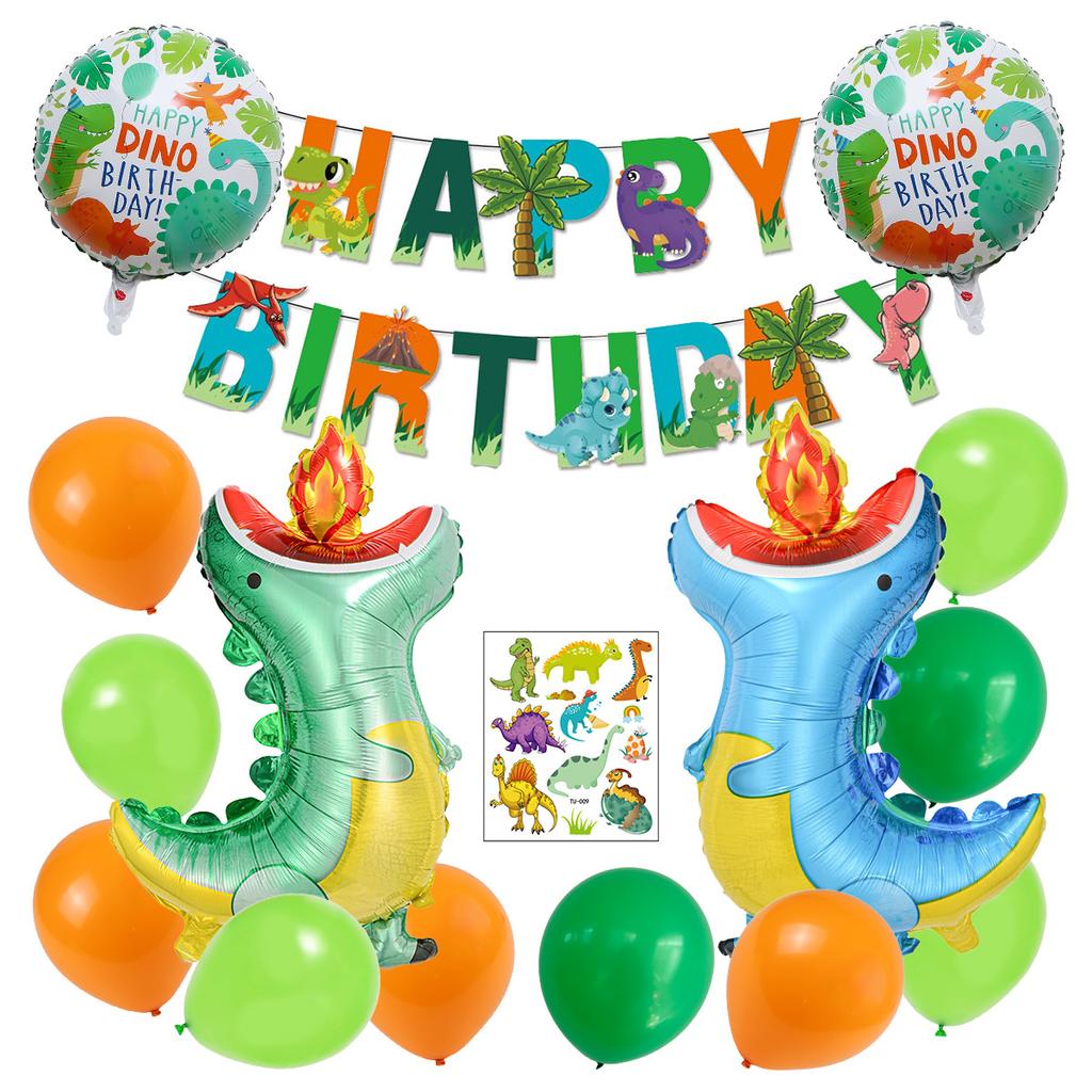 Dinosaur Theme Aluminum Film Balloon Set Birthday Hat Dinosaur Party Balloon Baby Birthday Decoration Balloon