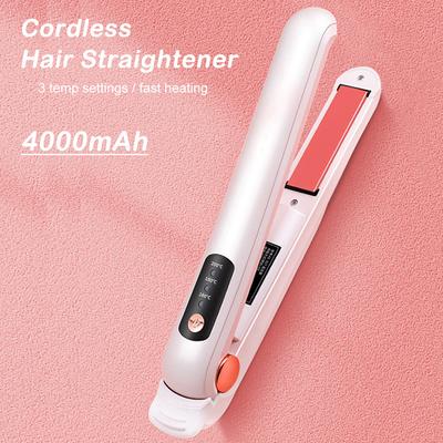 Wireless Hair Straightener 2 In 1 Portable Flat Iron Hair Curler USB Rechargeable Fast Heating Hair Straightener for Travel