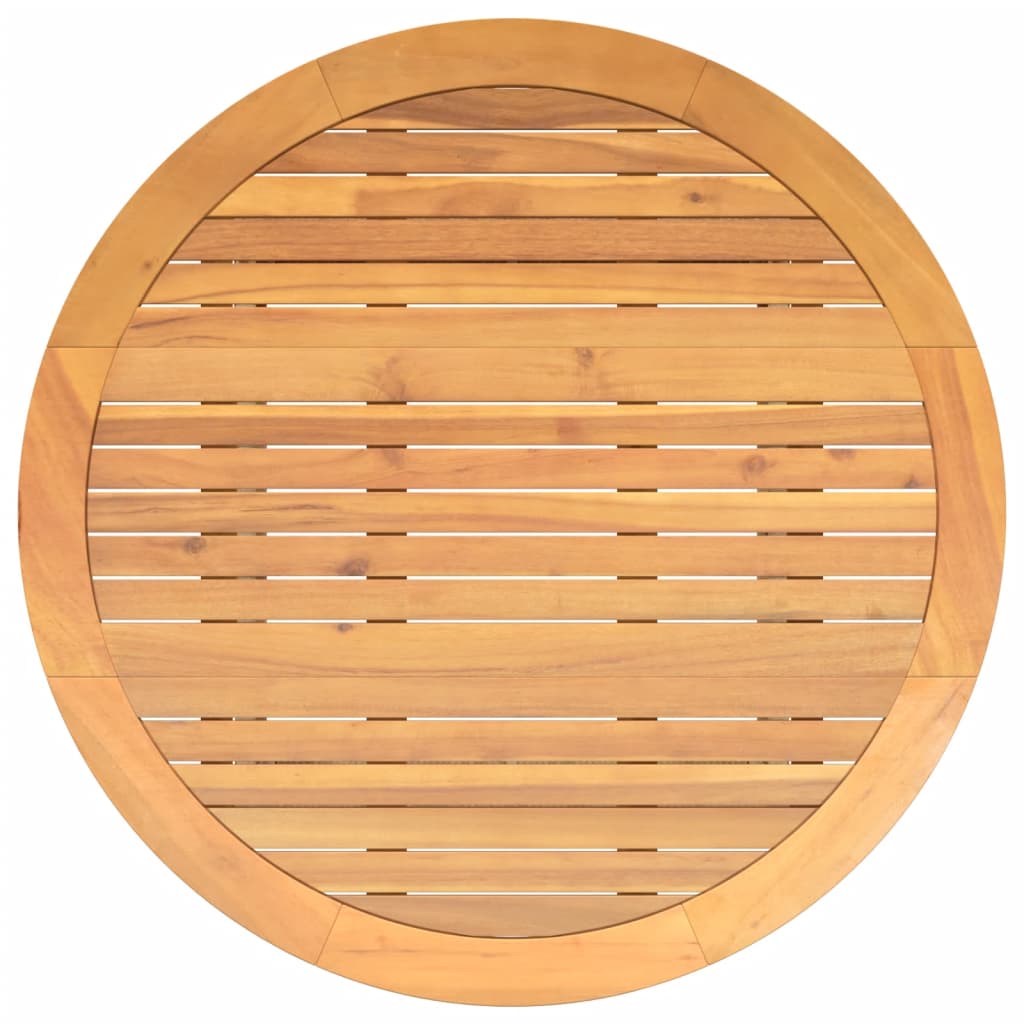 Vidaxl Stół Ogrodowy Z Akacjowym Blatem, Beż, Ø110X71 Cm, Rattan Pe