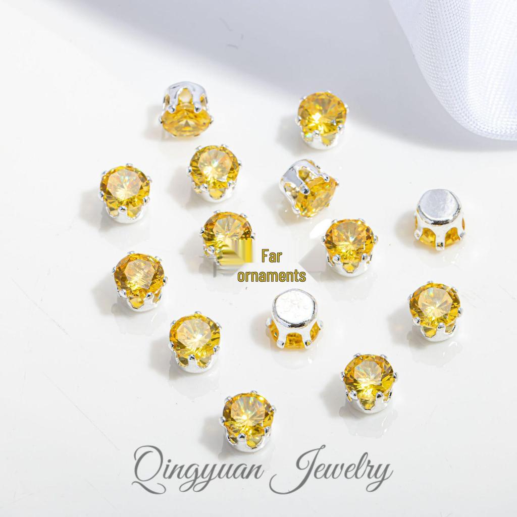 Round Claw Zircon Crystal DIY Jewelry Accessories for Bracelets, Necklaces, Wedding Dresses, and Dance Costumes