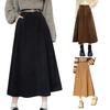 Women Skirt High Waist A-Line Large Hem Design Midi Skirt Solid Color Autumn Winter Draped Skirt Daily Wear