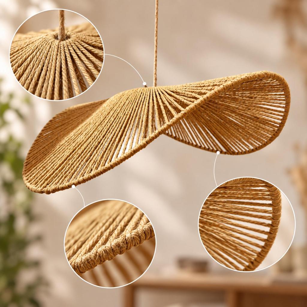 Woven Pendant Shade with Openwork Texture Hollow Design for Corridors