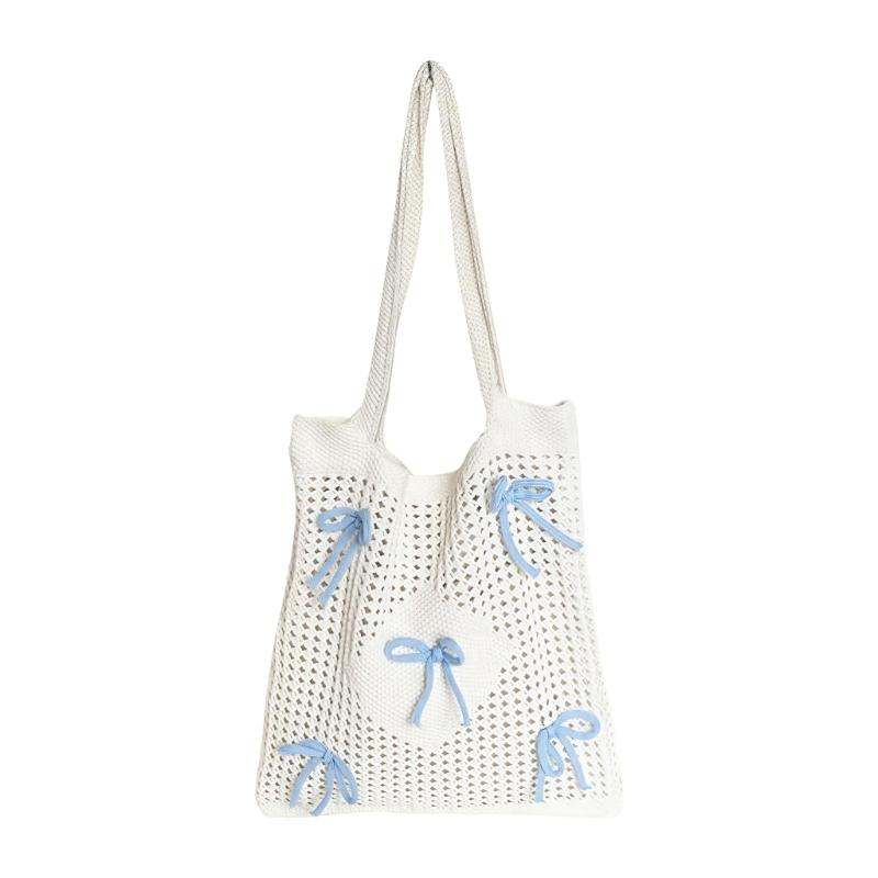 Crochet Toted Bag,Mesh Beach Bag Knit Summer Hoboes Bag Vacation Bohemian Toted Bag for Women Casual Shoulder Handbags