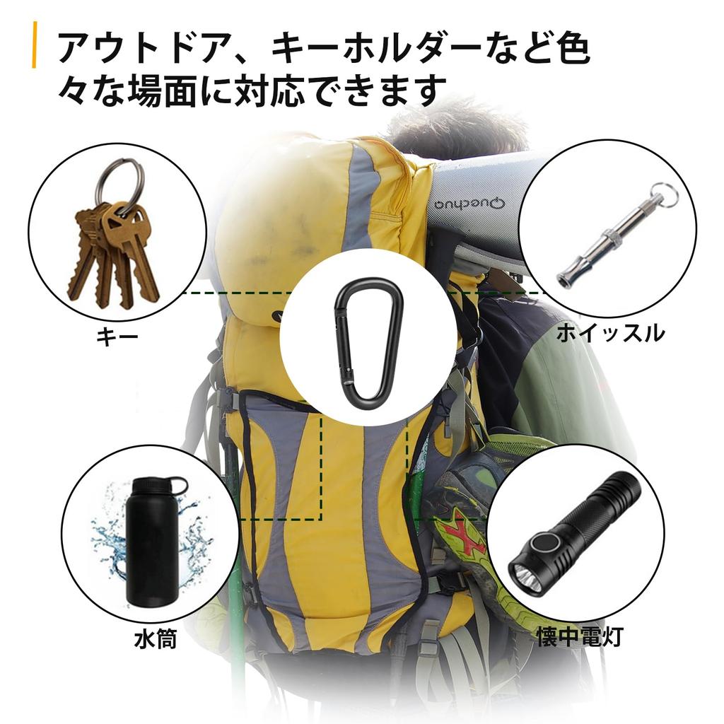 Pullther 6cm for Outdoor Guy Rope and Set Carabiners, Large, Ultra-Lightweight, Rust-Proof, High-Strength, Fishing, 10-Piece