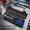 15Pcs Pre Adjustable Torque Wrench Set 1/4'' 2-24N.m Sleeve Removal Ratchet Auto Repair Tool For Automotive Maintenance