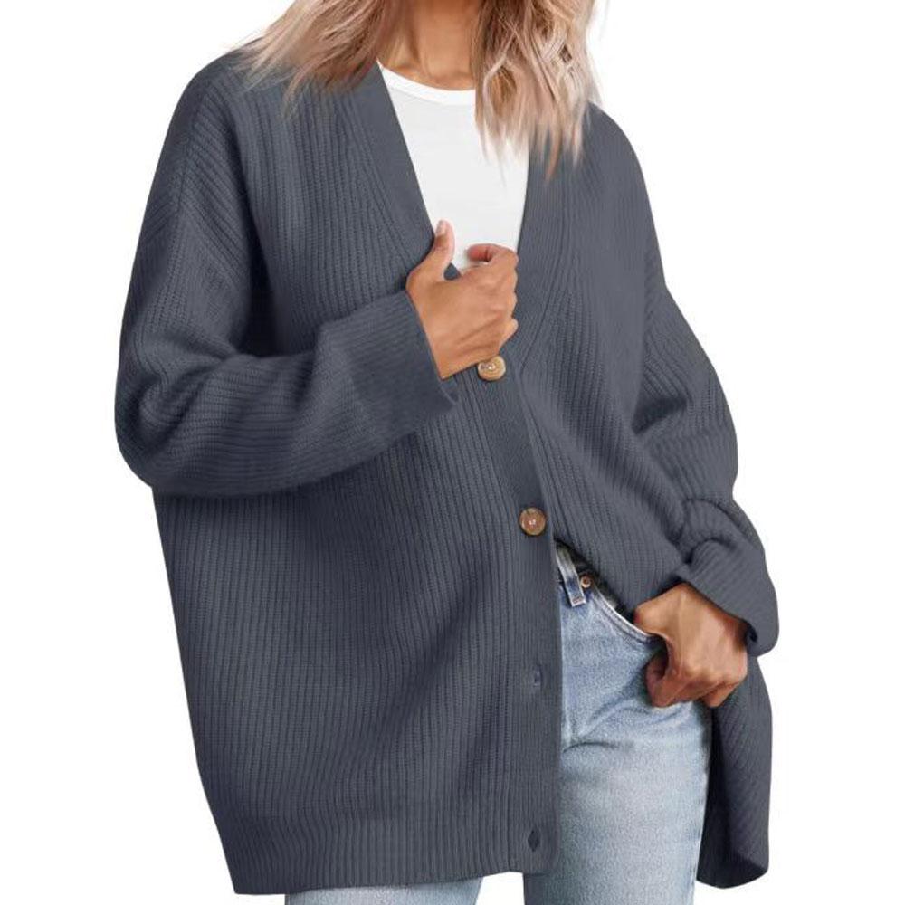 

Простой женский вязаный кардиган, мягкий и удобный кардиган с v-образным вырезом, одежда для поездок на работу 4XL