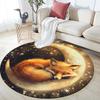 Fox and Moon Pattern Round rug,Carpet Rug for Living Room Bedroom Playroom ,Non-slip Floor Mat,Holiday Gifts and Birthday Gifts.