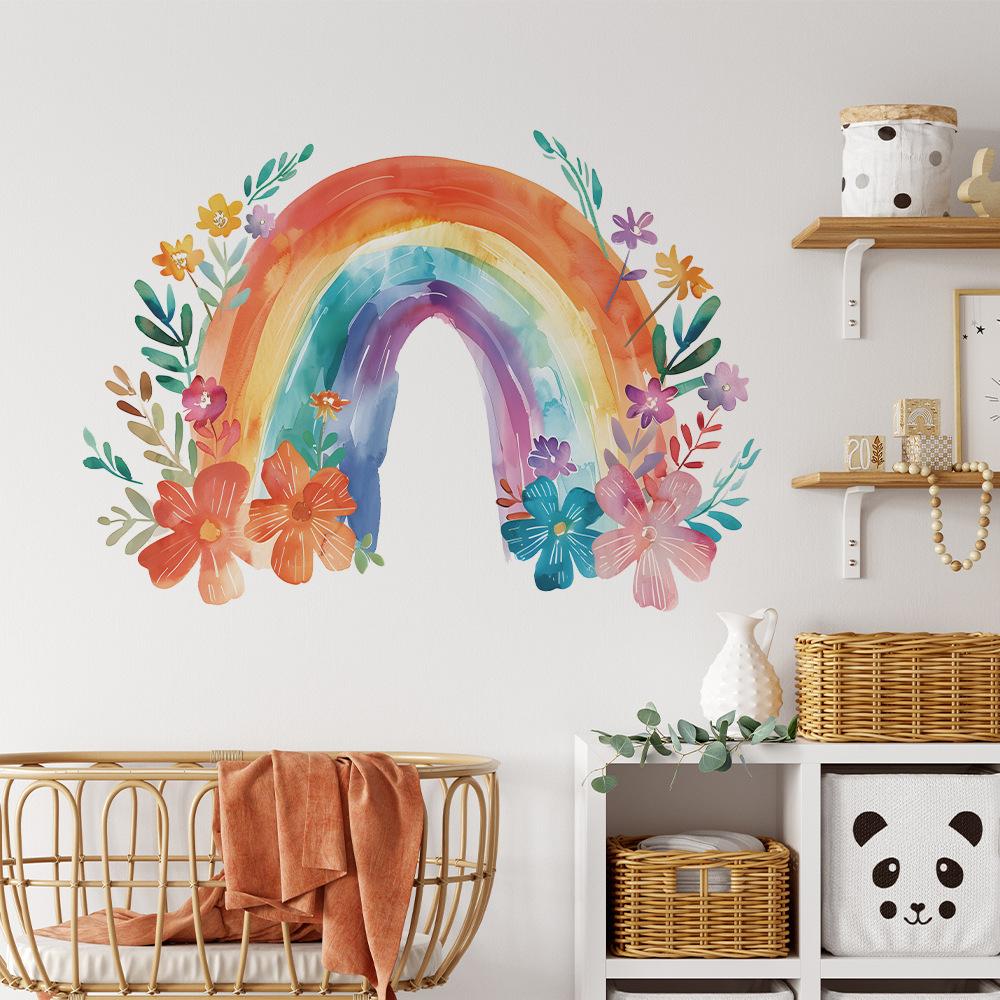 Fun-L057 Painted Flowers and Leaves Painted Bedroom Living Room Home Background Wall Beautification Wall Sticker