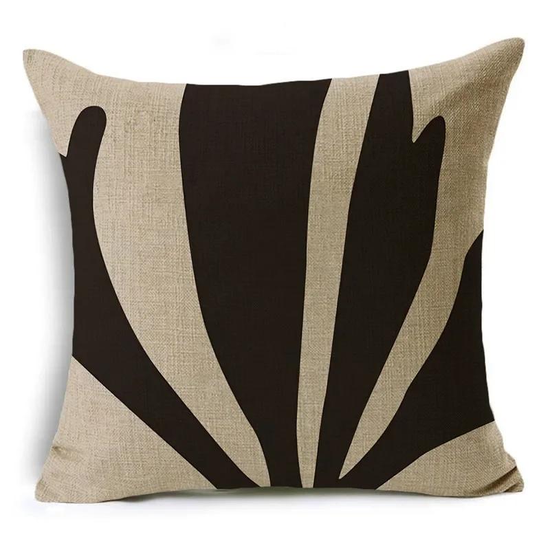 Black And White Collection Geometric Prints Linen Pillowcase Square Bedroom Car Decor Cushion Cover 40Cm/45Cm And 50Cm