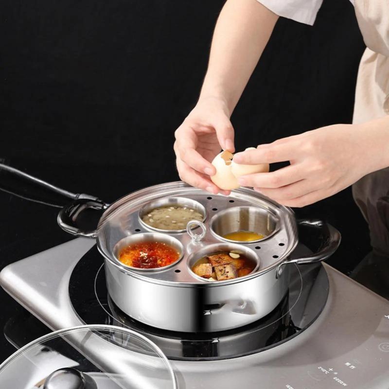 Steamer Egg Poacher Stainless Steel Steamer Poached Egg Maker Pot Egg Poaching  Pan Cooker Pot Kitchen Cooking Pot Tools