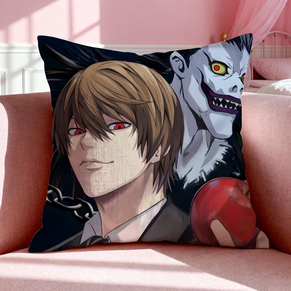 Anime D-Death Note Double-Sided Printed Pillow Cover Short Plush Suitable Living Rooms Bedrooms Sofas Throw Cushion Cover
