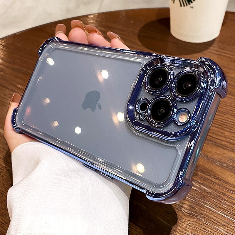 Luxury Electroplate Transparent Phone Case For iPhone 15 14 13 12 11 Pro Max Plus X Xs XR Max Bumper Shockproof Clear Cover