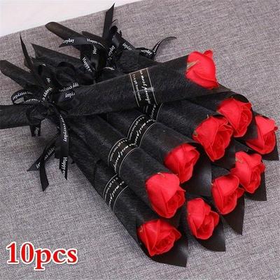 Lot de 10 roses artificielles multicolores pour décoration de mariage