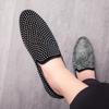 Men's Rhinestone Slip-On Leather Loafers - Pointed Toe, Large Size, British Casual Style.