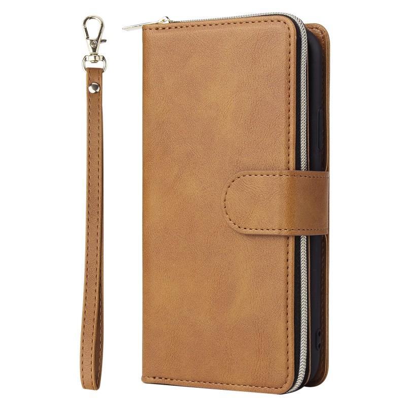 Slim PU Leather Phone Case With Card Slot Kickstand Lanyard IPhone 17E 17 Air 16 15 Pro Max Plus