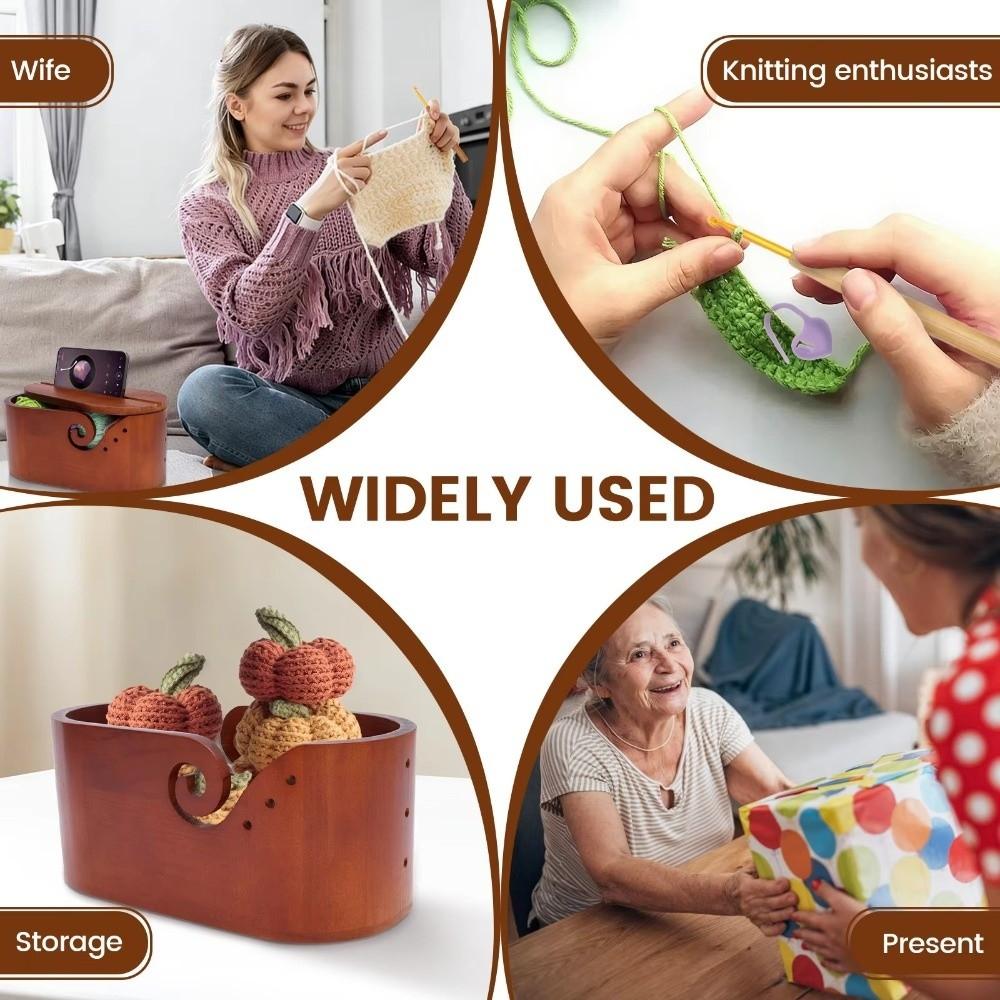 Oval Wooden Yarn Bowl Smooth Surface Yarn Holder Knitting Wool Holder Craft Room