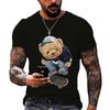 Men's T-shirt 2024 Summer New Round Neck Short Sleeved Bear 3D Printed Plus Size Top