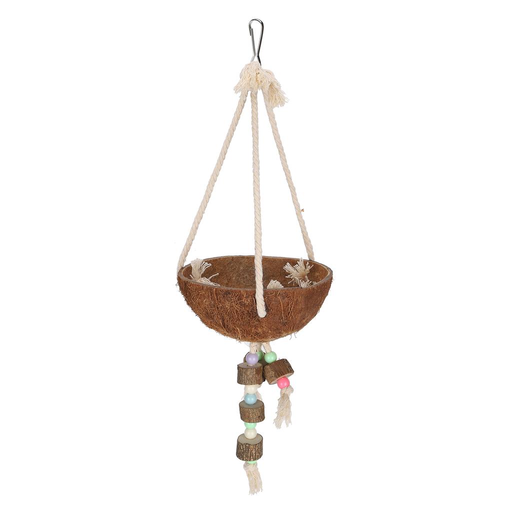 Nature Coconut Hanging Cage Bird Nest Shell Swing Parrot Biting Toy Pet Supplies
