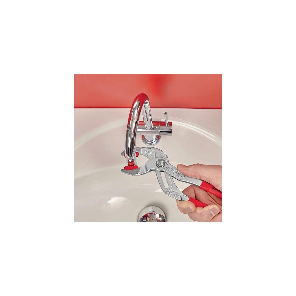 KNIPEX Pipe 250mm with Plastic Chrome Pliers, Long, Jaws, Plastic-Coated Handles, Plated, 8113-250